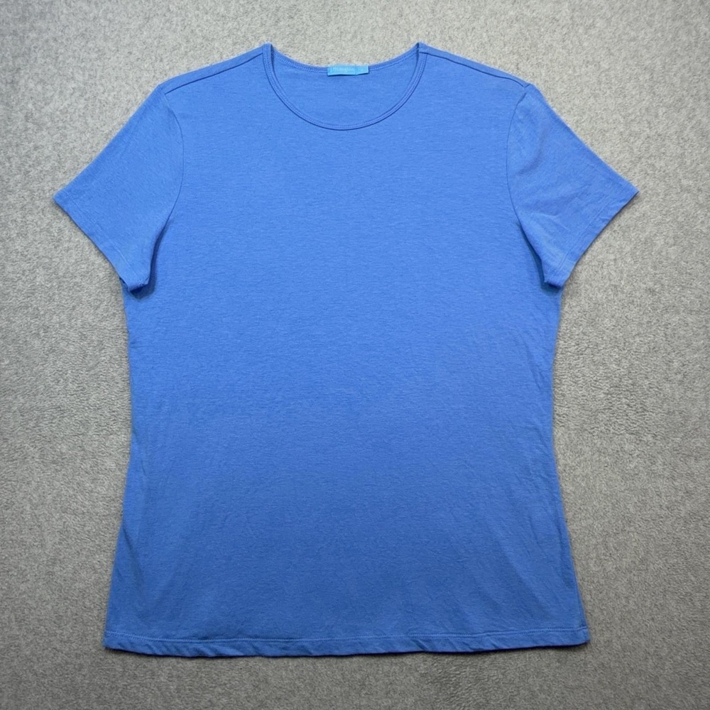 J McLaughlin Tee Shirt Womens XL Blue Solid Short Sleeve Crewneck Stretch Top